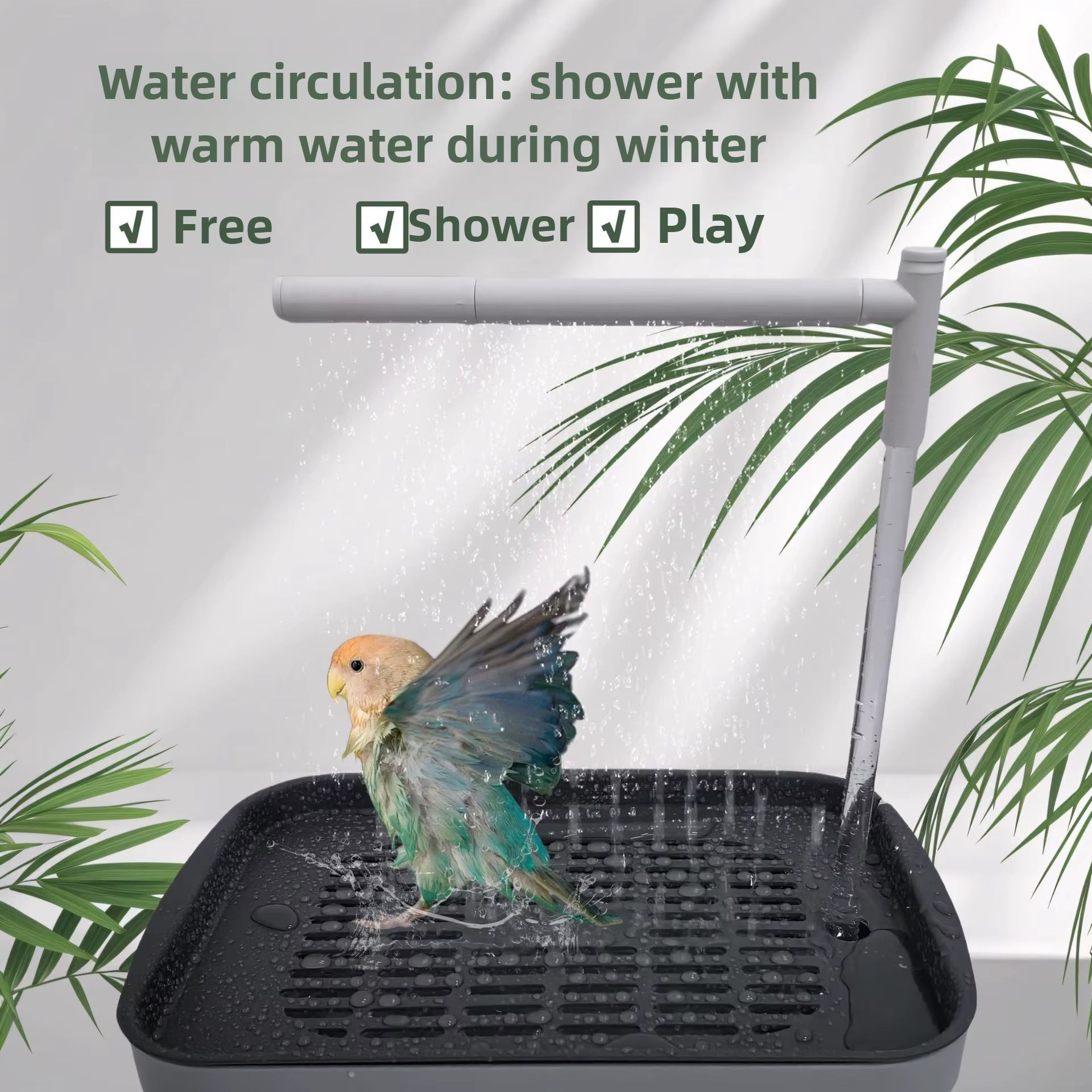 Bird Daily Use Bathtub for Health Bird Shower Basin for Tabletop Parrots Bathing Parrot Bath Automatically Circulates Bird Bath