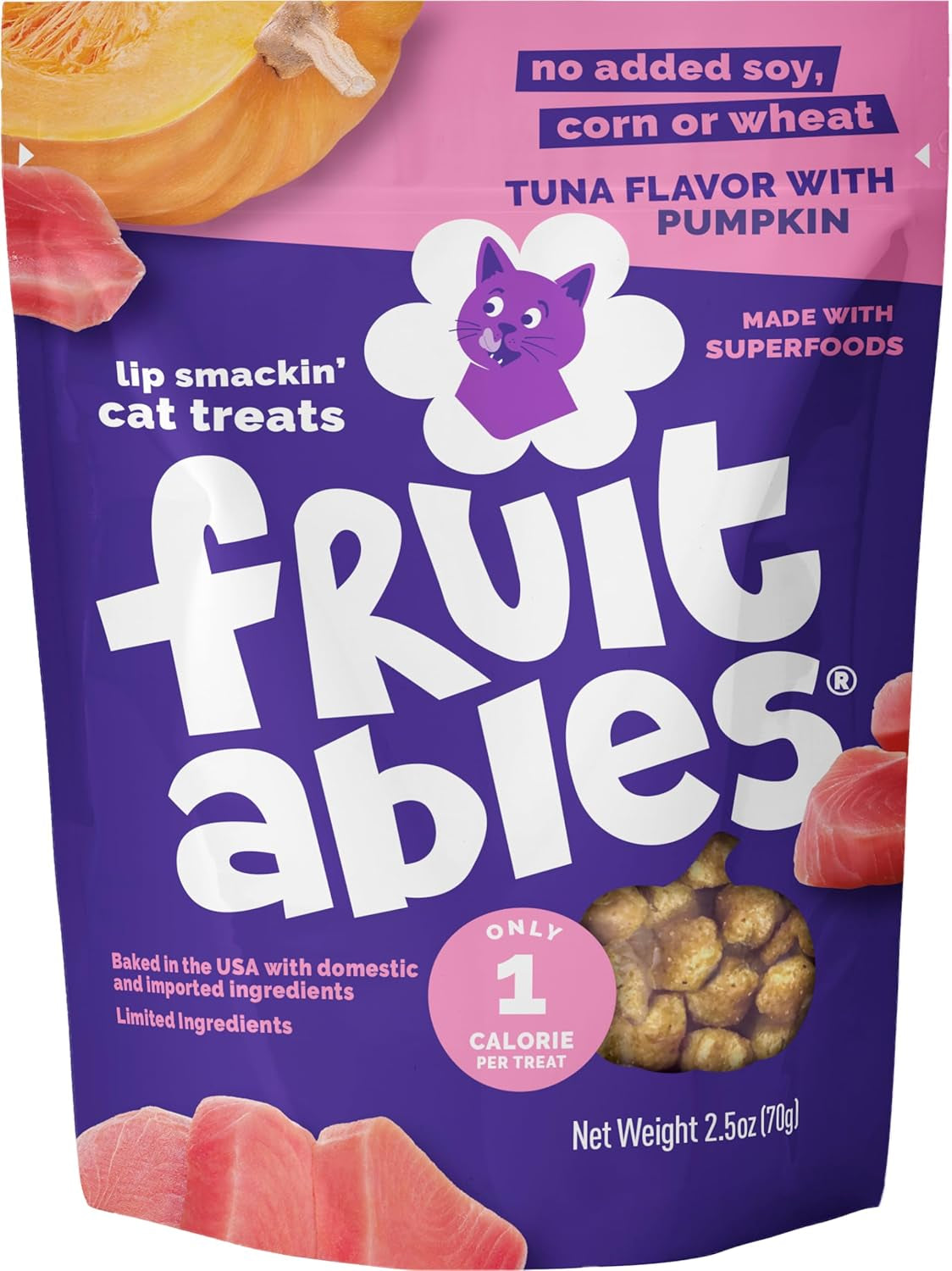 Cat Treats, Healthy Treats for Cats, Low Calorie and Packed with Protein, Crunchy Biscuits, No Wheat, Corn or Soy, Made with Real Tuna and Pumpkin, 2.5Oz