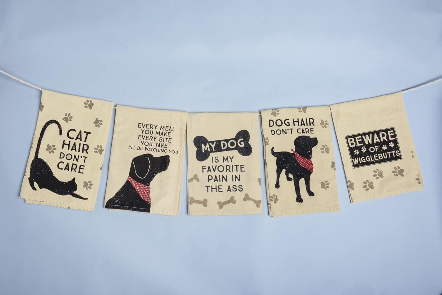 Funny Kitchen Towel, Gifts for Dog Lovers, Bandana Dog Every Meal You Make I’Ll Be Watching You, Machine Washable, 28 by 28 Inches, Rustic Pet Kitchen Décor, Tan Cotton
