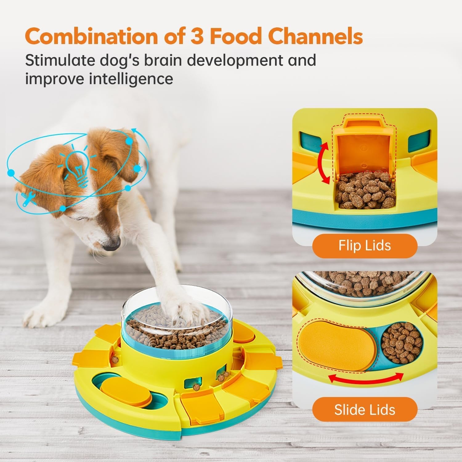 Dog Puzzle Toy 2 Levels, Slow Feeder, Pup Food Treat Feeding Dispenser for IQ Training and Entertainment for All Breeds 4.2 Inch Height