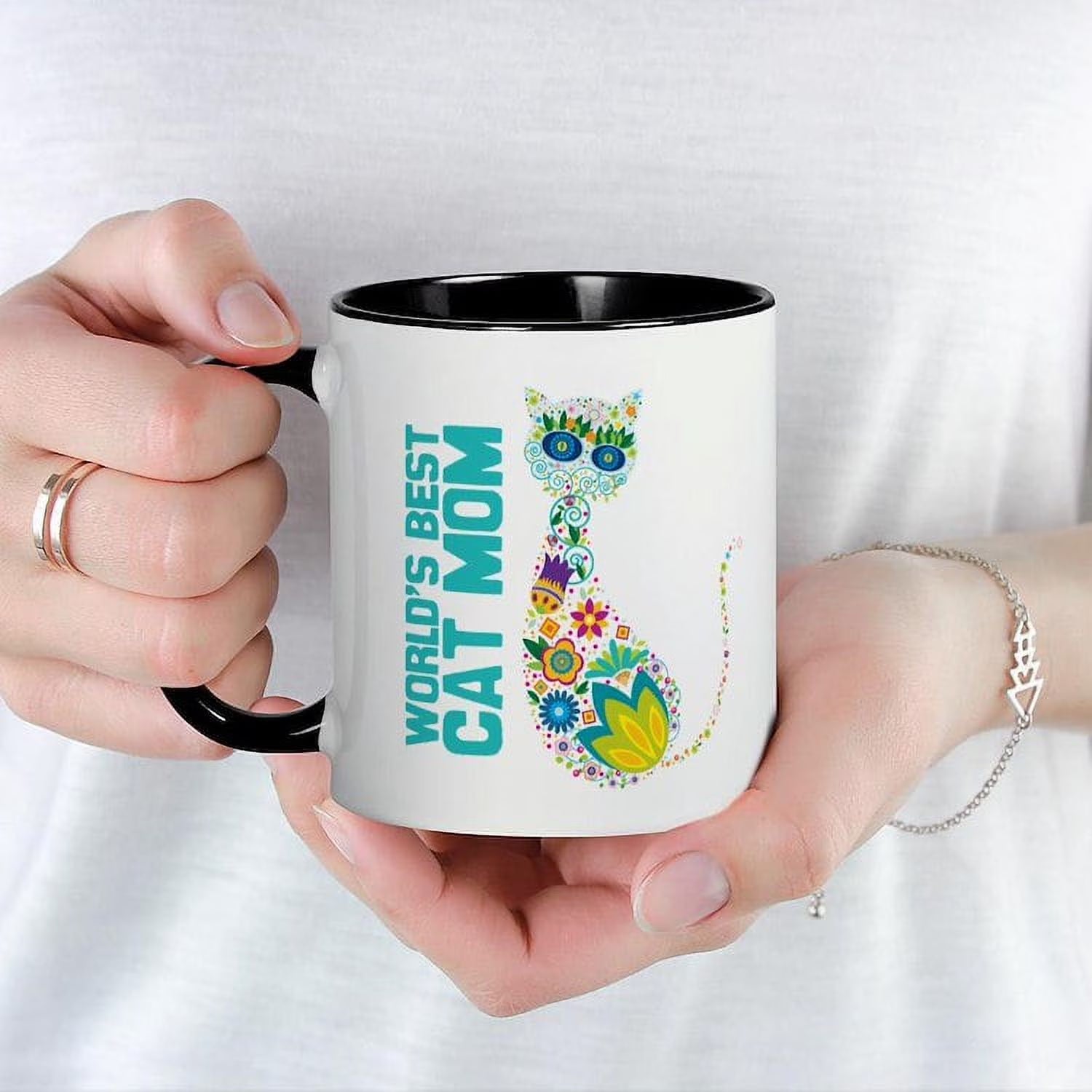 - Cat Mom Mug - 11 Oz Ceramic Mug - Novelty Coffee Tea Cup