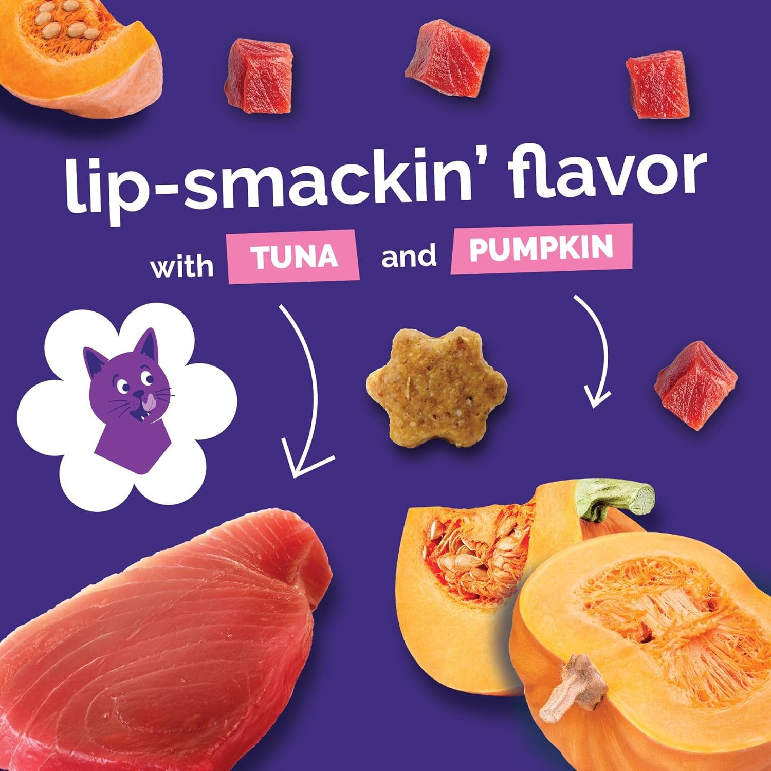 Cat Treats, Healthy Treats for Cats, Low Calorie and Packed with Protein, Crunchy Biscuits, No Wheat, Corn or Soy, Made with Real Tuna and Pumpkin, 2.5Oz